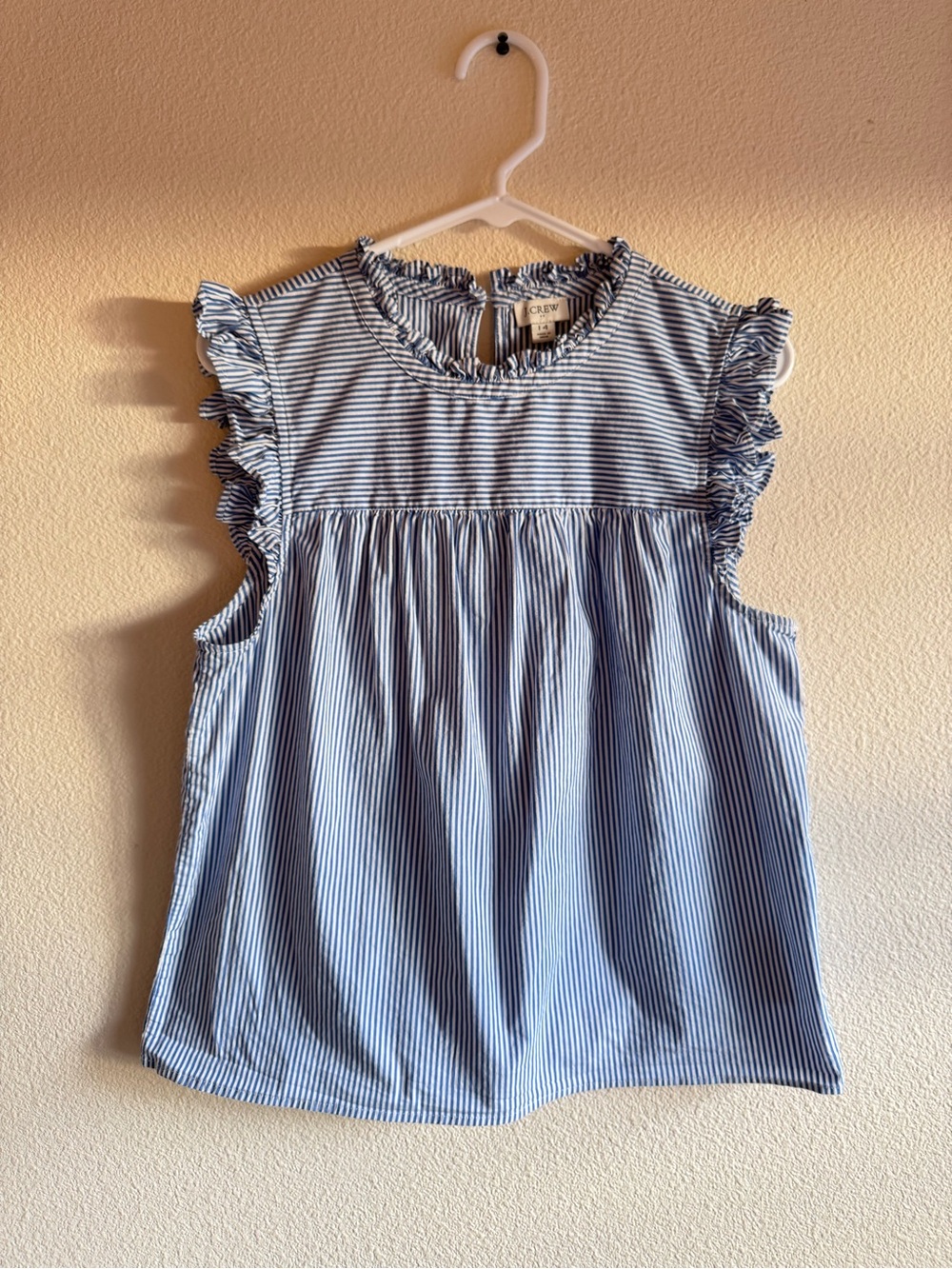 J. Crew Blue and White Striped Sleeveless Blouse - Picture 2 of 11